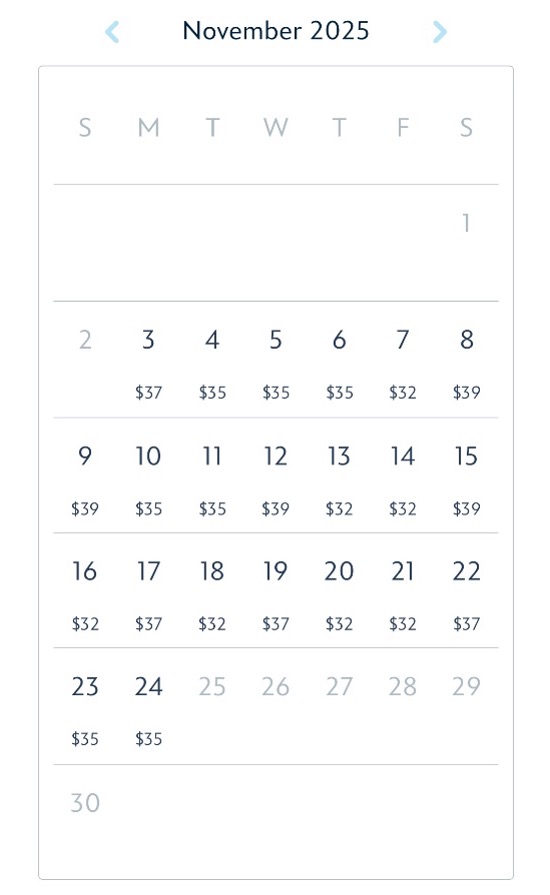 Exemple de calendrier Lightning Lane à Walt Disney World Resort